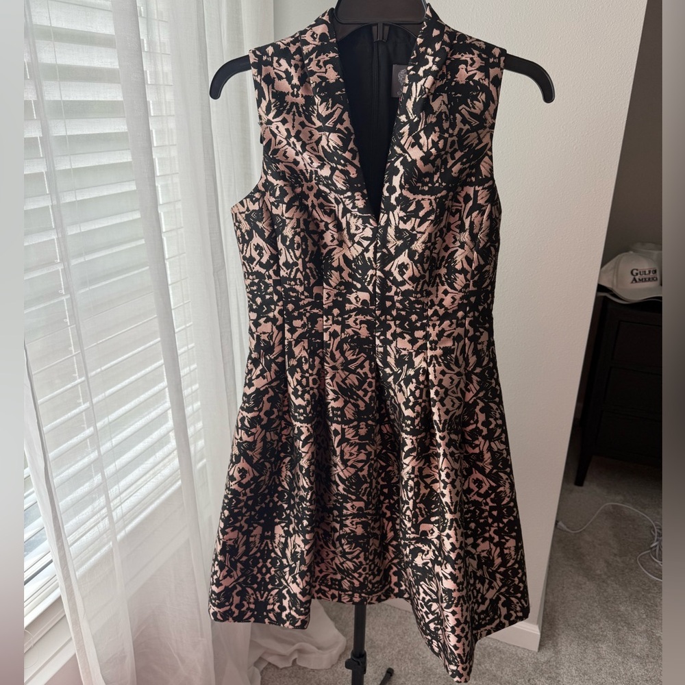 Vince Camuto Black and Pink Patterned Mini Dress